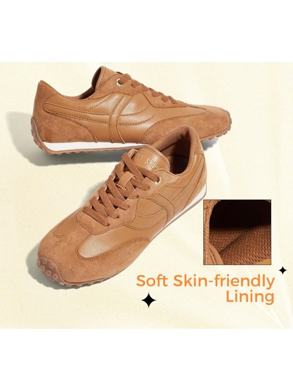 Women's Brown Comfortable Casual Retro Non Slip Lightweight Fashion Sneakers - Picture 4 of 6
